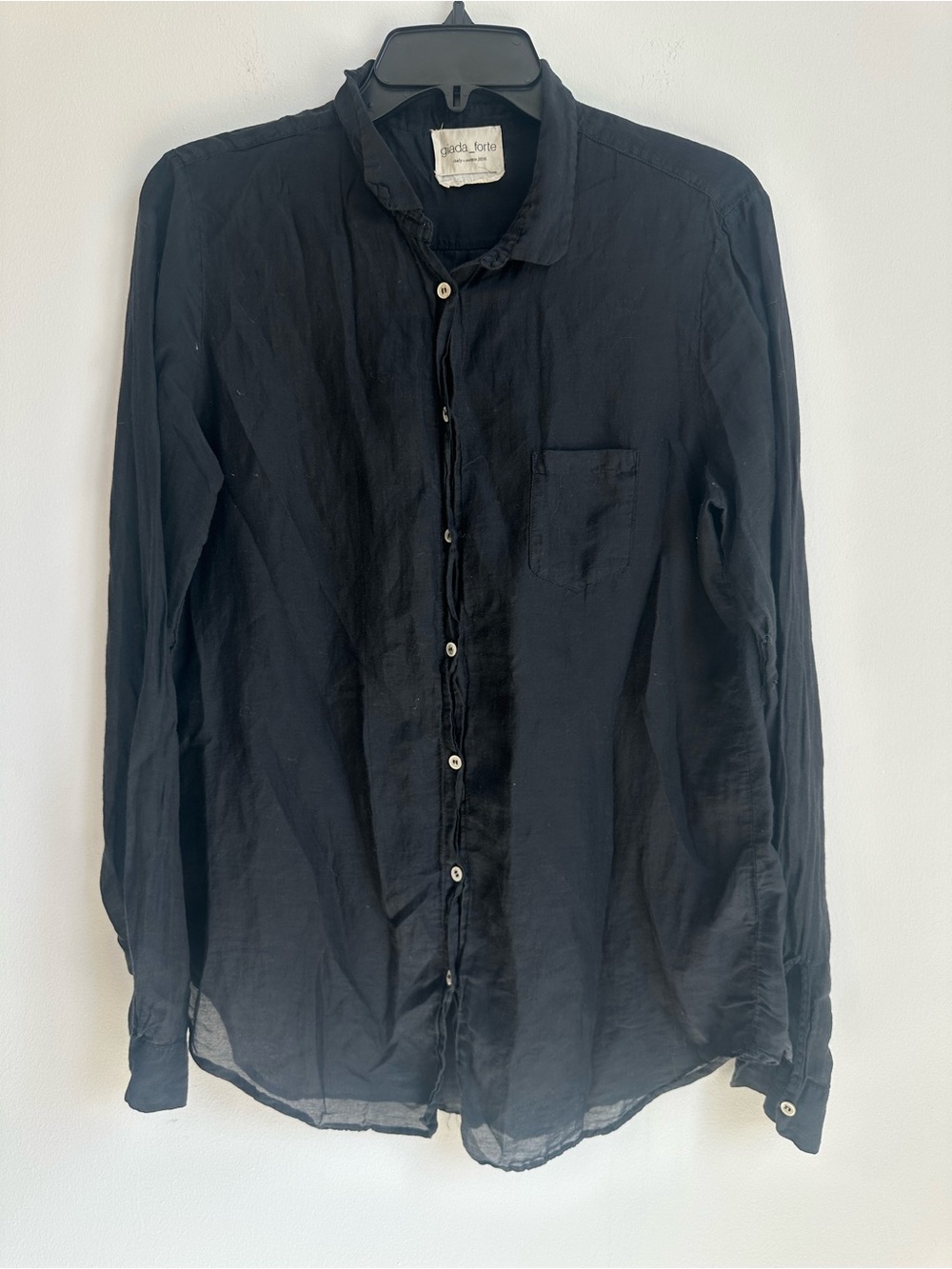 Giada Forte Black Cotton Silk Button Down Shirt Made Italy